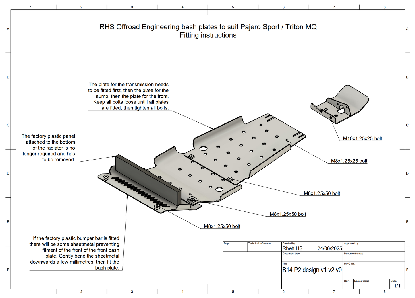 Mitsubishi Triton MQ MR bash plates by RHS