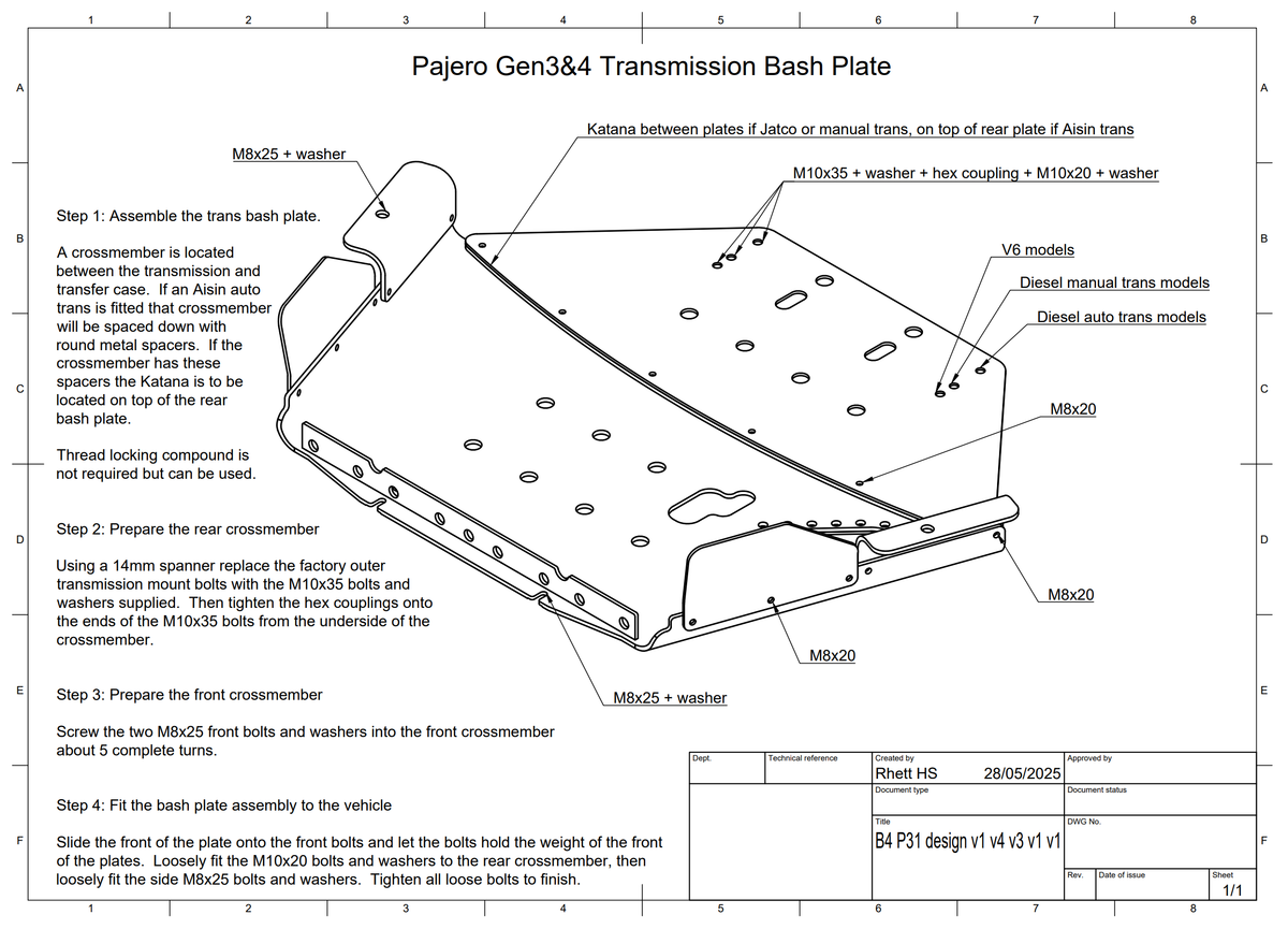 Mitsubishi Pajero Generations 3 & 4 all variants bash plates by RHS